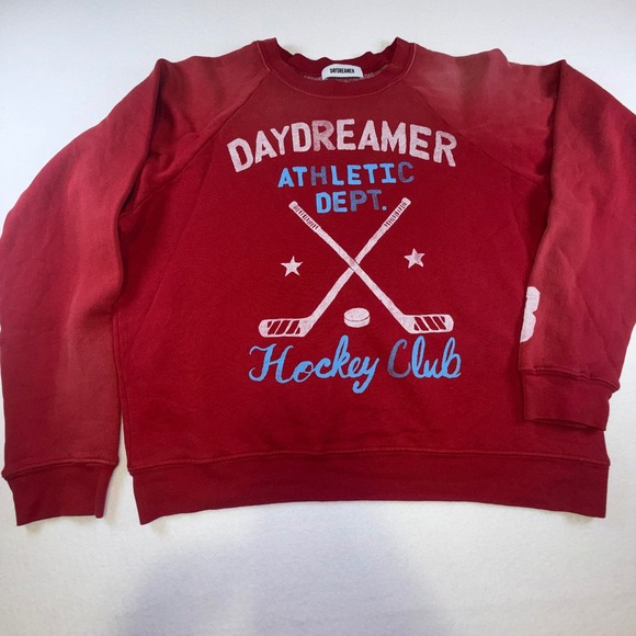 Daydreamer Tops - Daydreamer Athletic Dept Hockey Club Sweatshirt Red Graphic Pullover Small NWOT